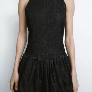 Zara NWT Chic Sleeveless Dark Denim Dress